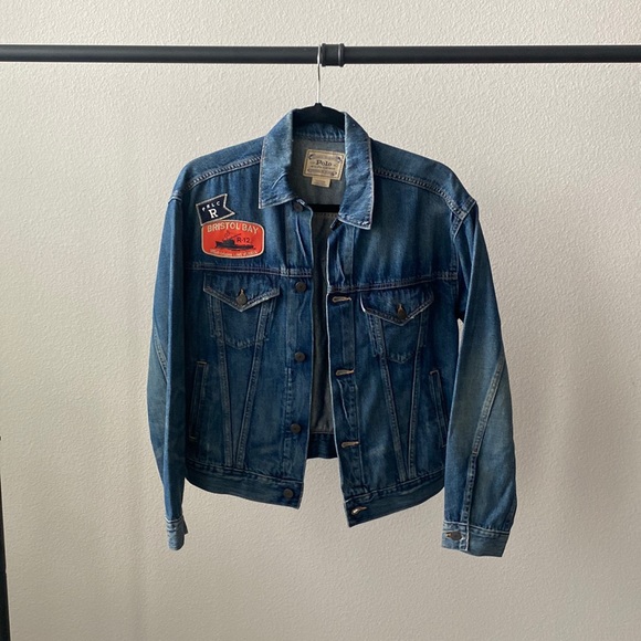 NWT Polo Ralph Lauren Denim Trucker Naval Rescue Patch Jacket - Picture 1 of 6